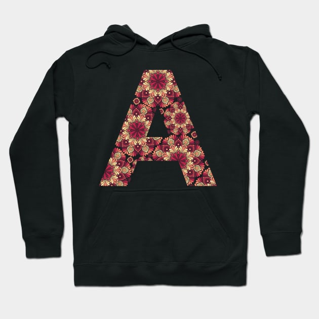 Floral Mandala Capital Letter A Sunset Hoodie by Shaseldine